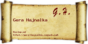 Gera Hajnalka névjegykártya